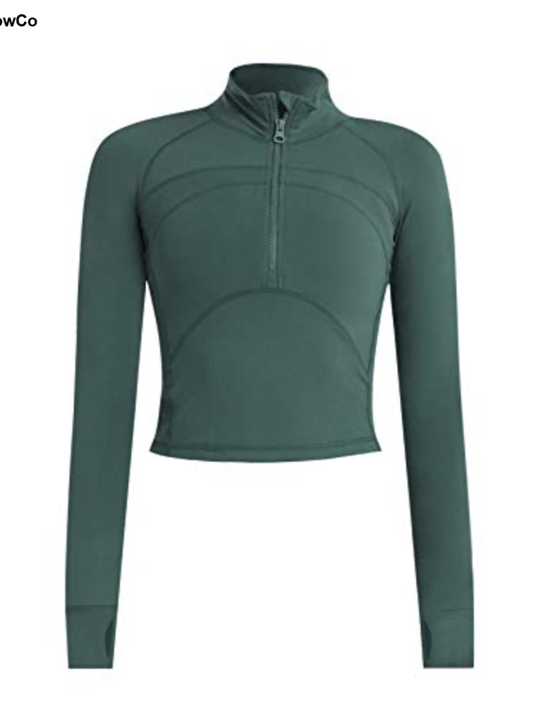 Women's Cropped 1/2 Zip Running Jacket Athletic Pullover Slim Fit Long Sleeve